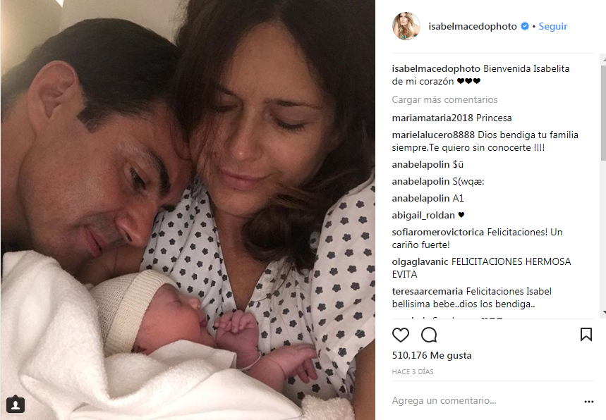 isabel recién nacida foto instagram