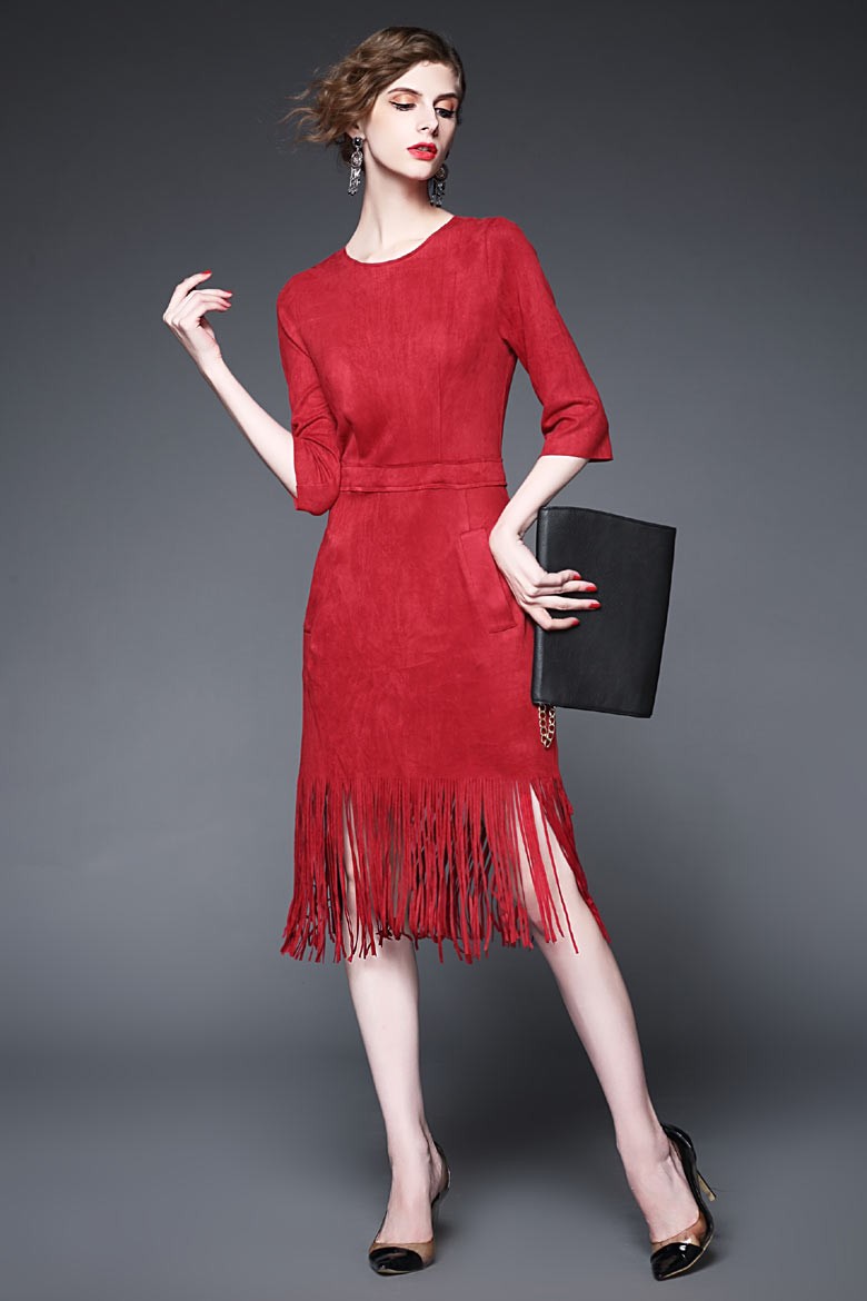 Vestido de cuero rojo