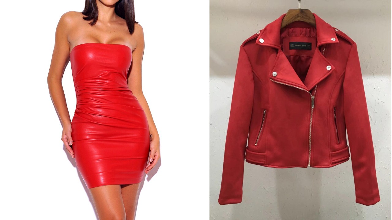 Vestido de cuero rojo