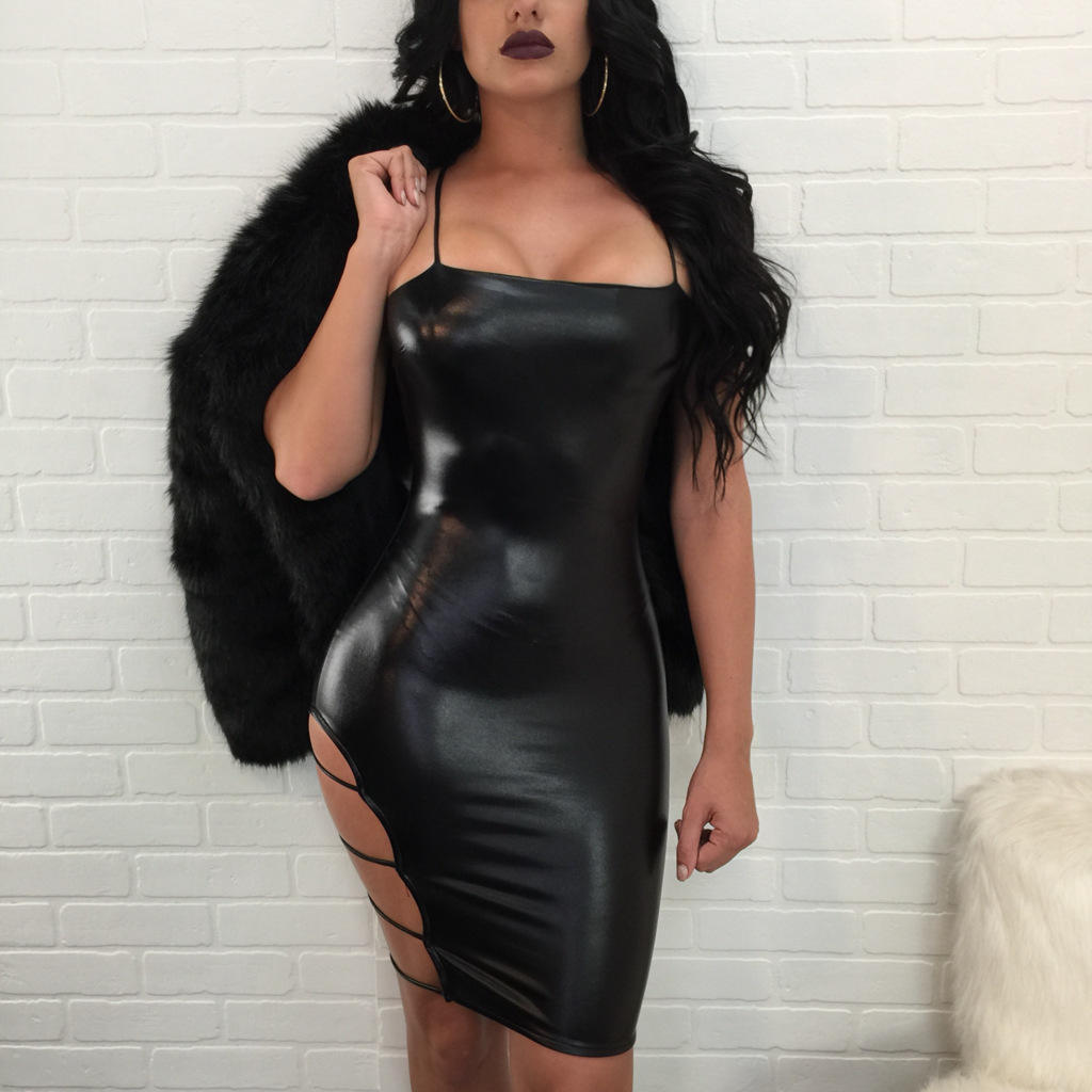 Vestido de cuero negro Vestido de cuero negro